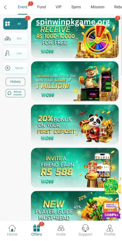 Bonuses and Promotions of WC99 Game