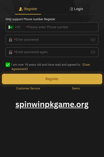 9win game register screen with sign up form for creating a new player account