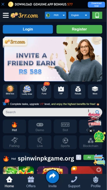 3rr game dashboard showing user account balance, games menu, promotions, and betting options