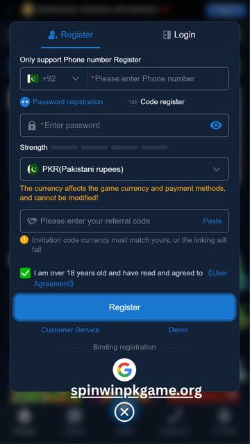 3rr game register screen with sign up form for creating a new player account